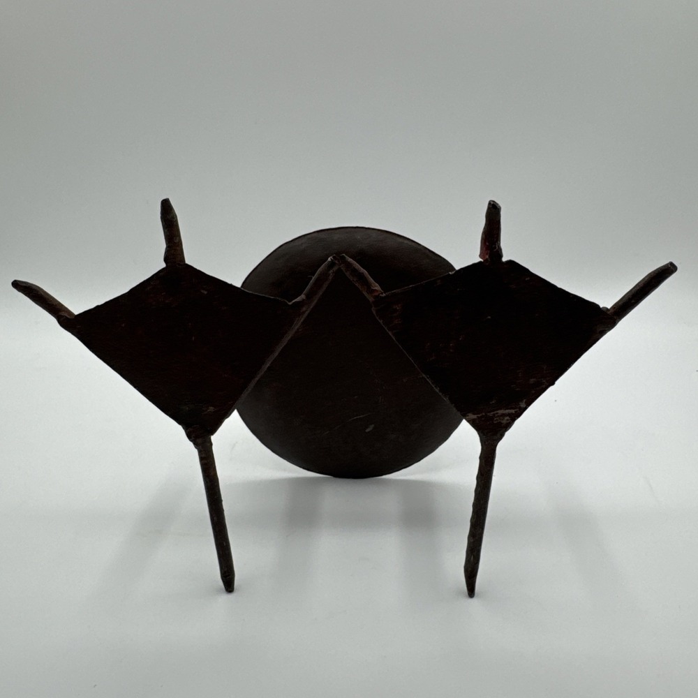 Vintage Handcrafted Welded Steel Bird Foot Candle Holder Rustic Brutalist 7" - Picture 6 of 10